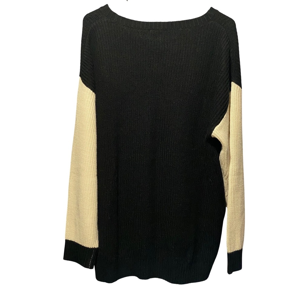 LuLaRoe Women's 2XL Colorblock Sweater‎ Black Cream Long Sleeve Soft Knit Top